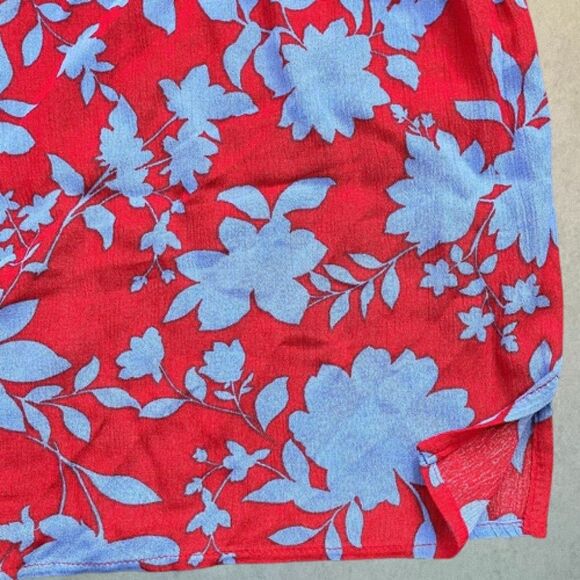 Gibson Womens Blouse Size 1X Red Floral One Shoulder Slim Ruffle Peplum Top NEW! - Picture 5 of 12